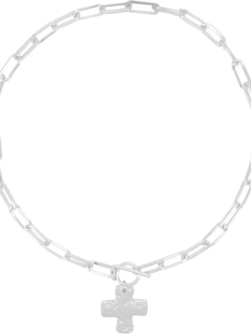 Gold Chunky Cross Necklace for Women - Statement Layered Hammered Cross Pendant
